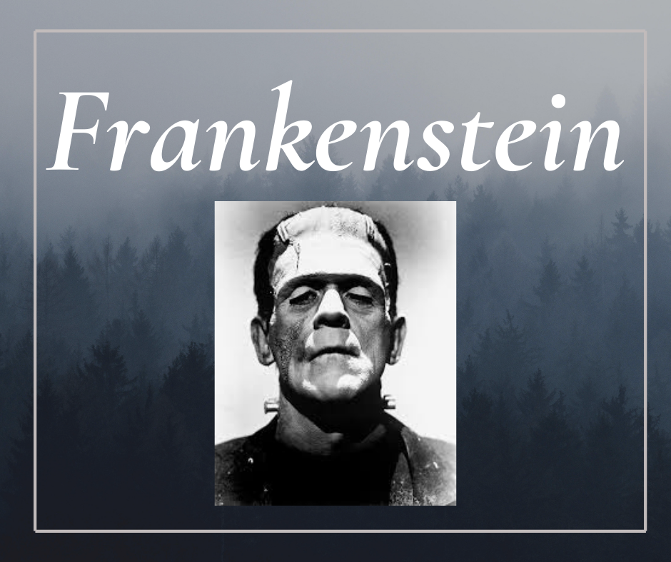 gray image with frankenstein head